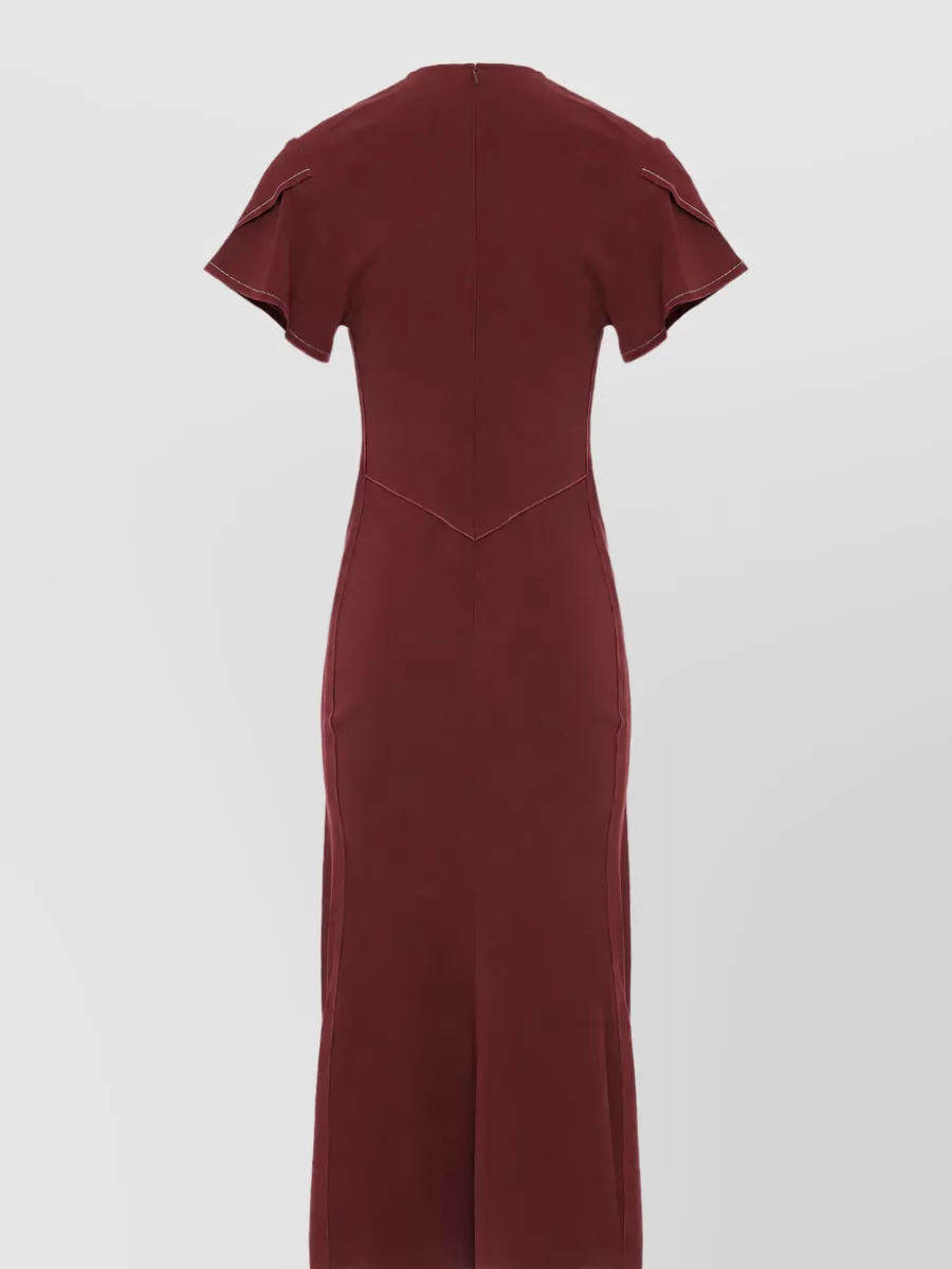 Victoria Beckham V-Neck Pleated Midi Dress
