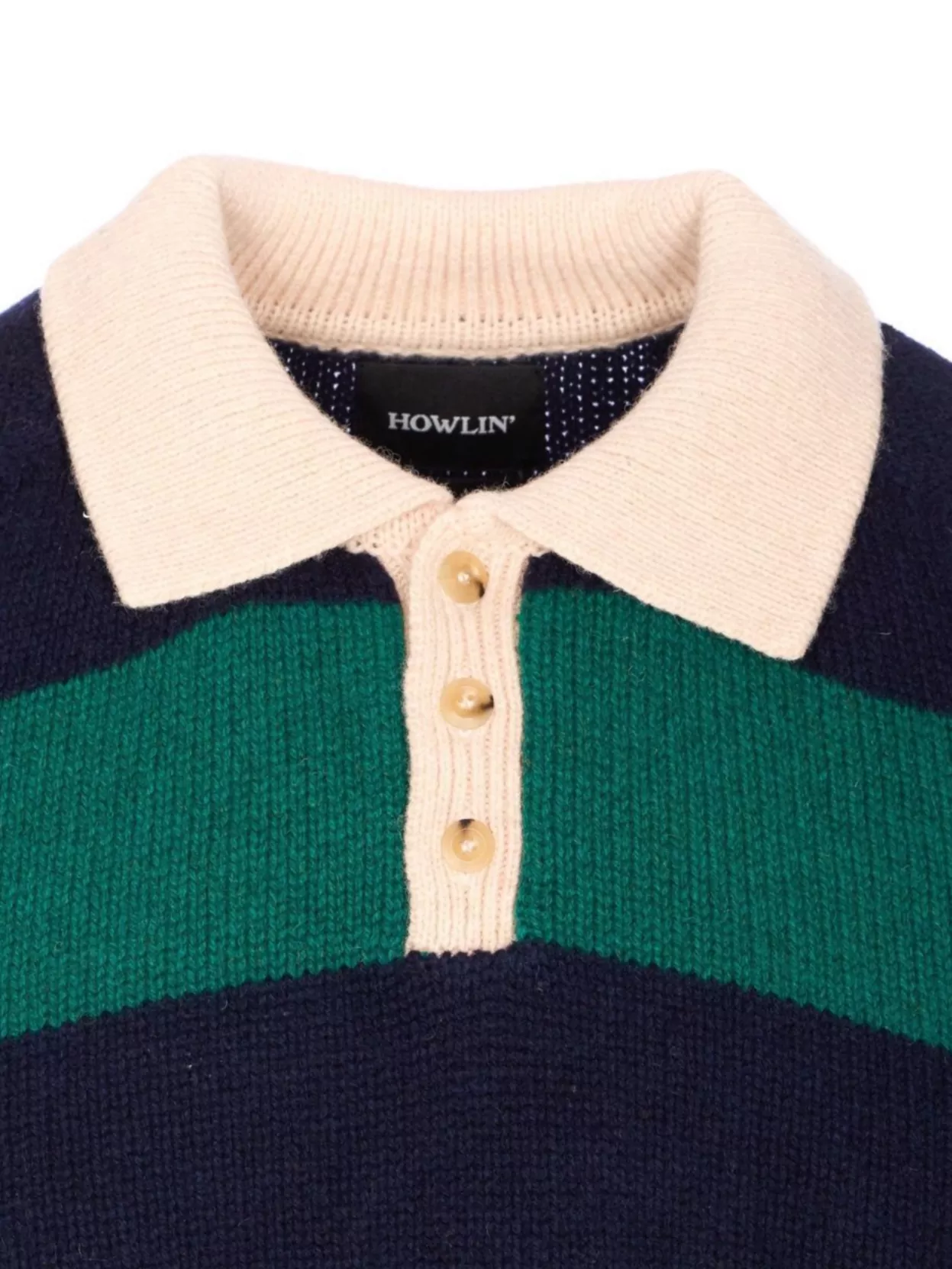 Howlin' Striped Crewneck Sweater Long Sleeves In Green