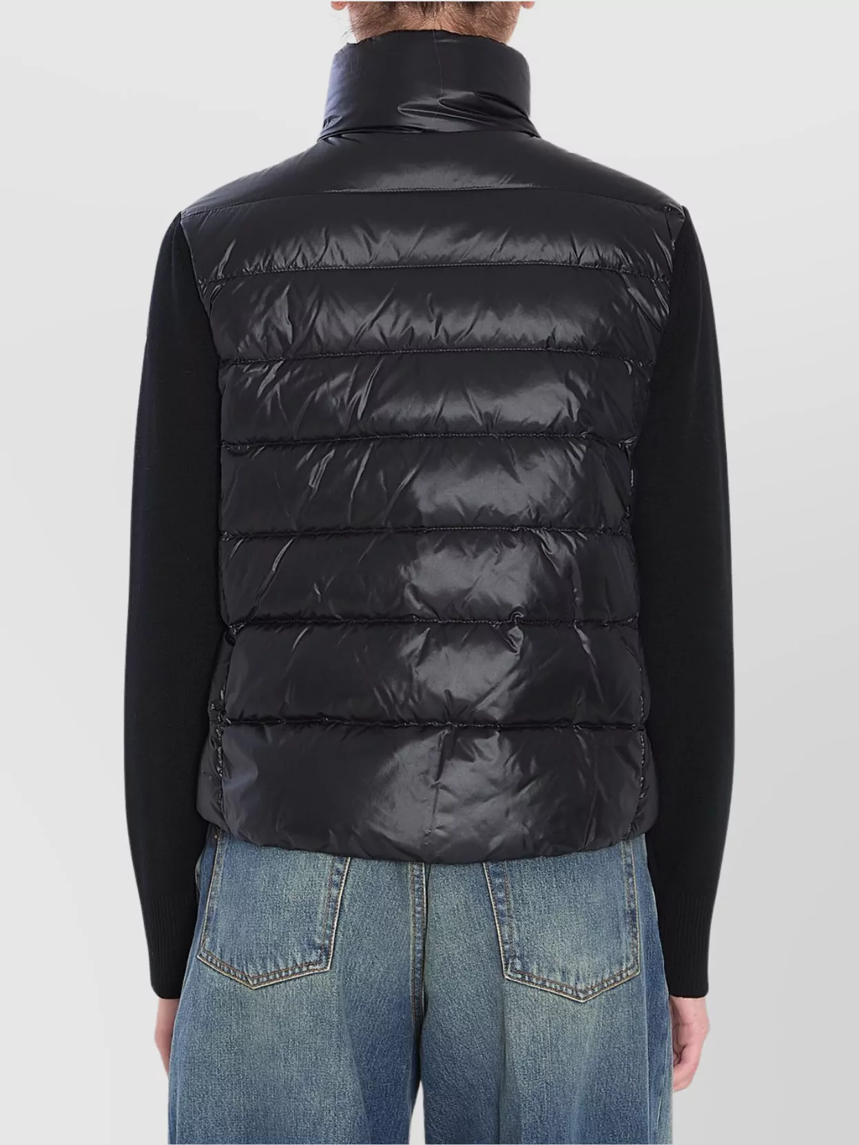 Moncler Wool Padded Oversized Cardigan With Ribbed Sleeves