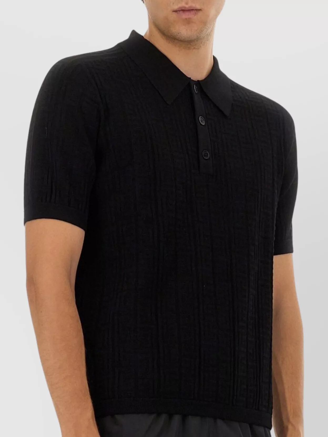 Balmain Textured Pattern Polo Shirt