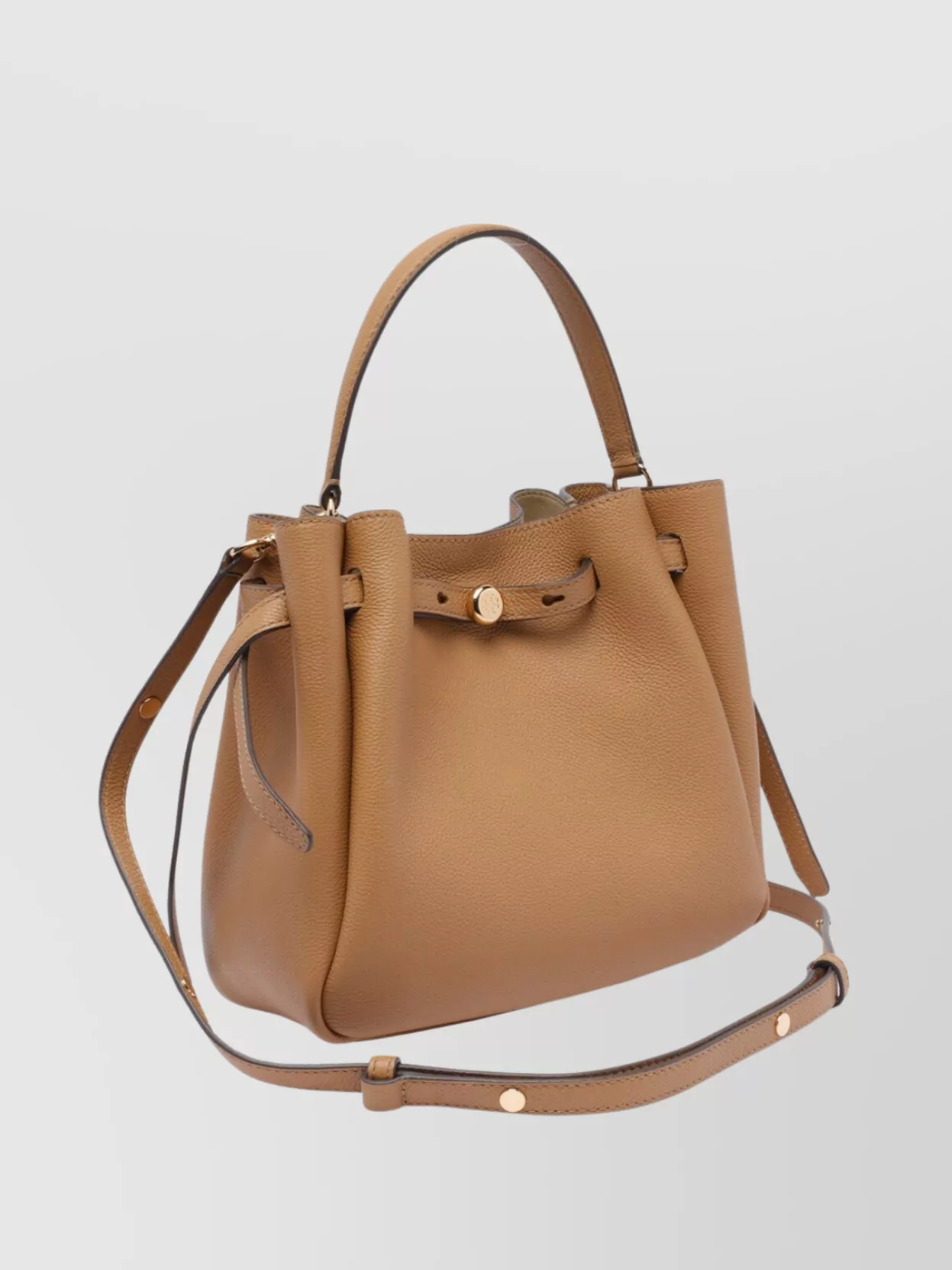 Tory Burch Textured Pebble Bucket Bag With Gold Hardware