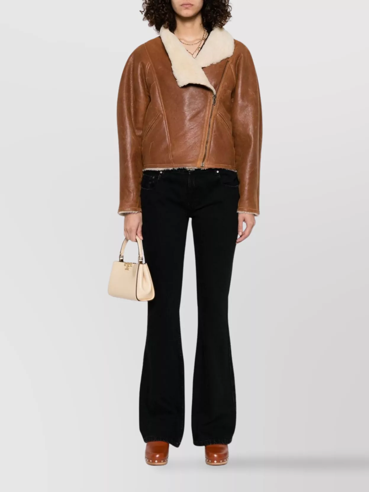 Isabel Marant Luxurious Shearling Leather Jacket With High Collar In Brown