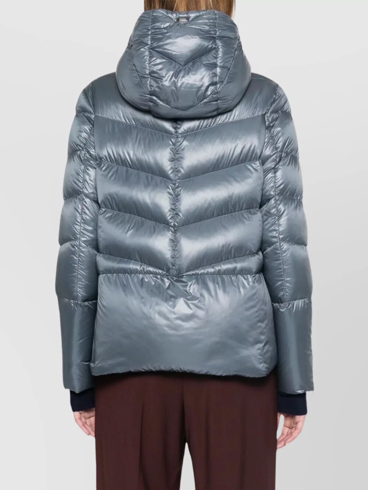 Herno Padded Hooded Quilted Cape Drawstring In Blue