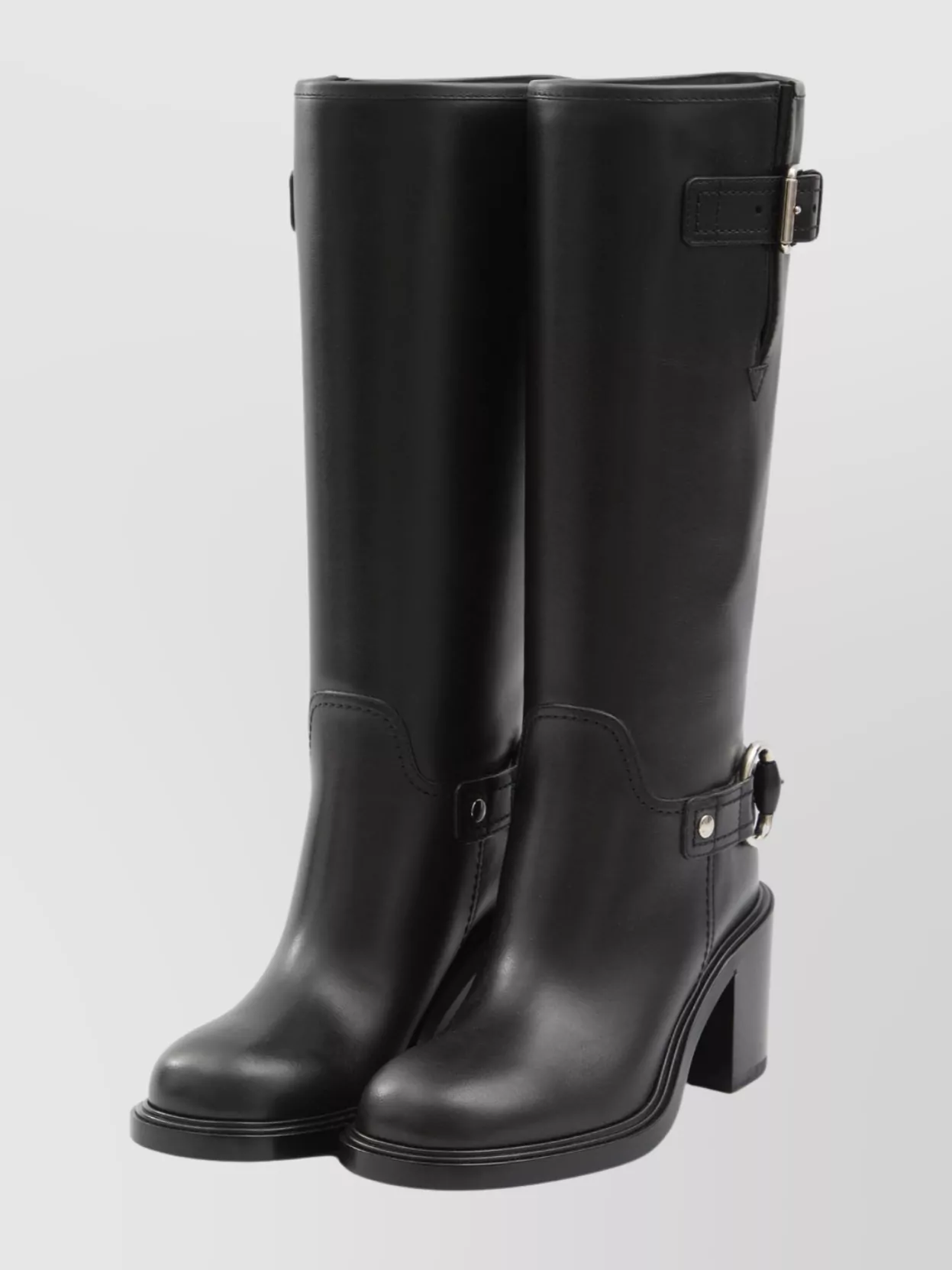 Gucci Below-The-Knee Round Toe Leather Boot
