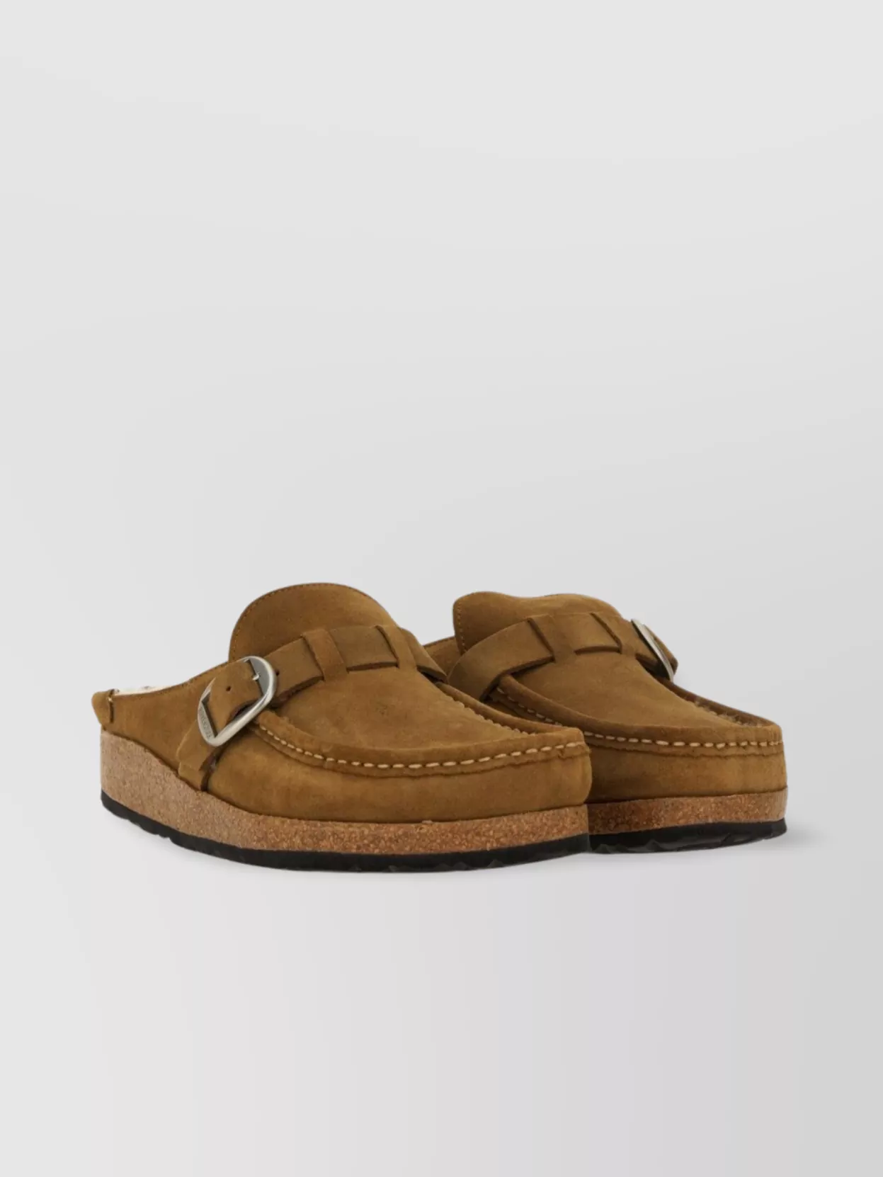 Birkenstock Shearling Buckle Detail Slippers