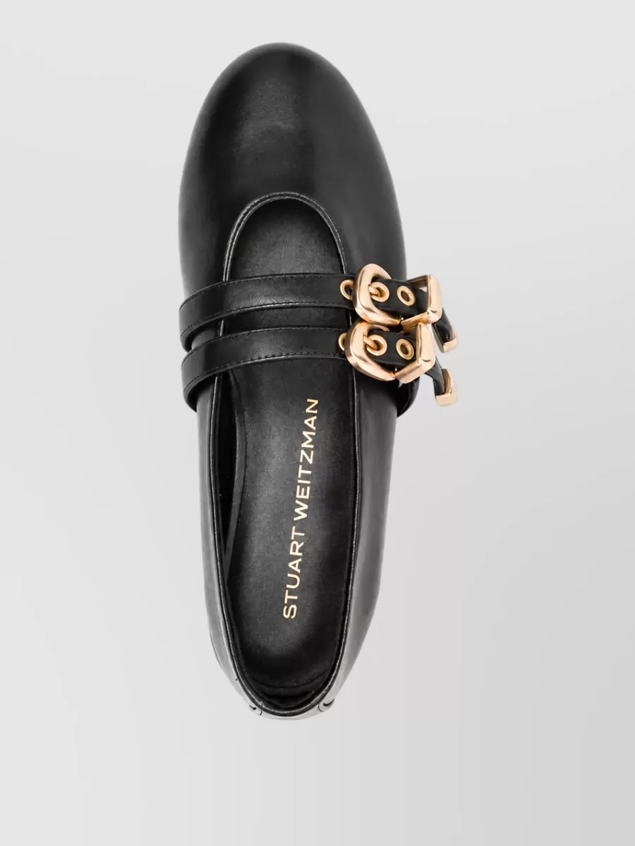 Stuart Weitzman Leather Mary Jane Ballerina Shoes