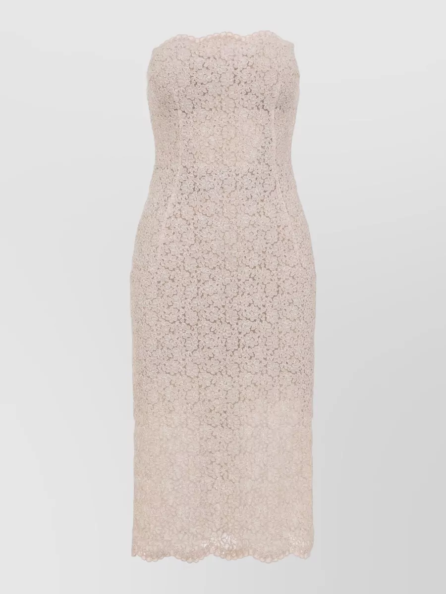 Ermanno Scervino Midi Lace Strapless Dress Scalloped Trim