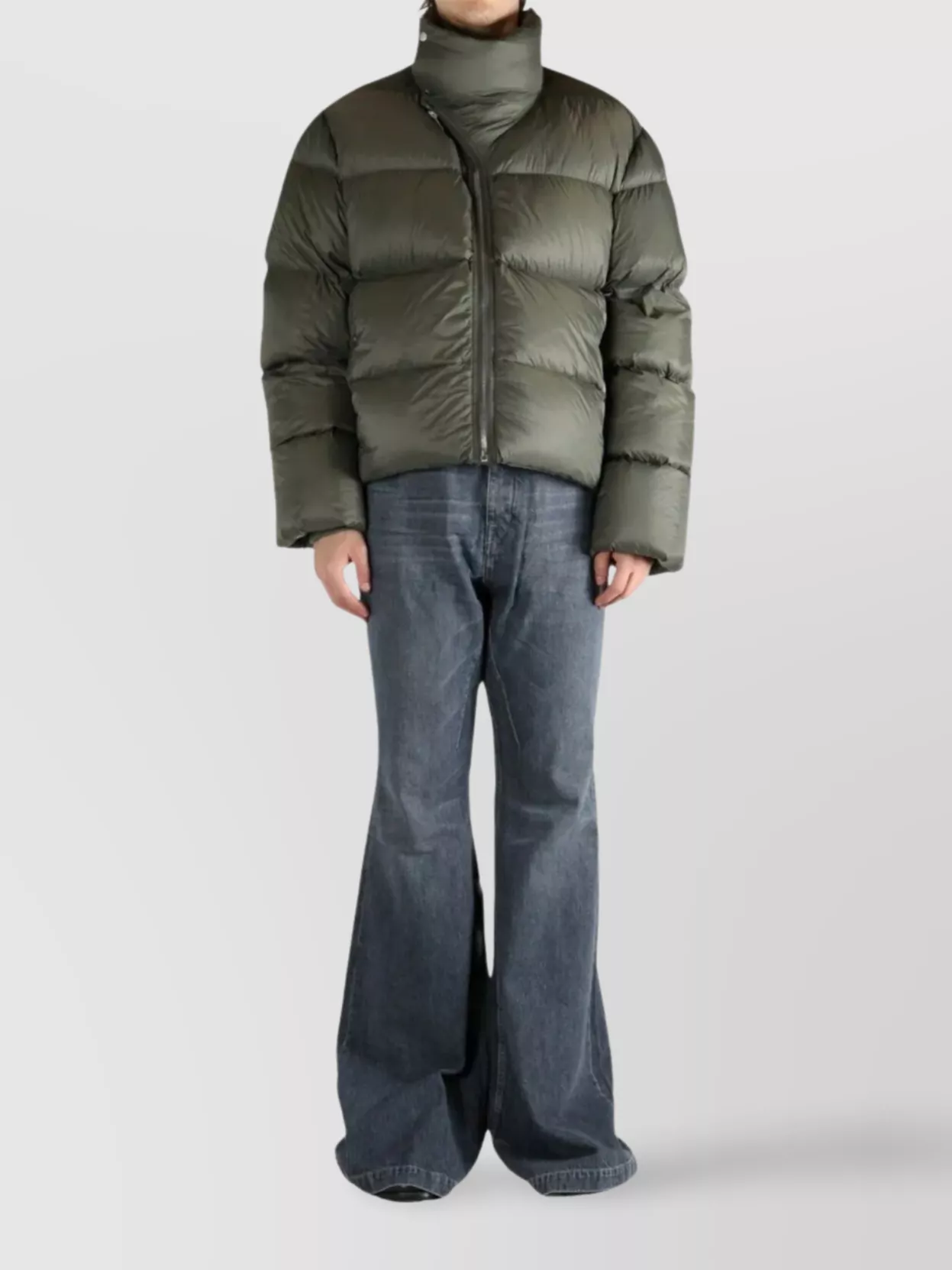 Rick Owens Asymmetrical Zip Down Jacket Turtle Design