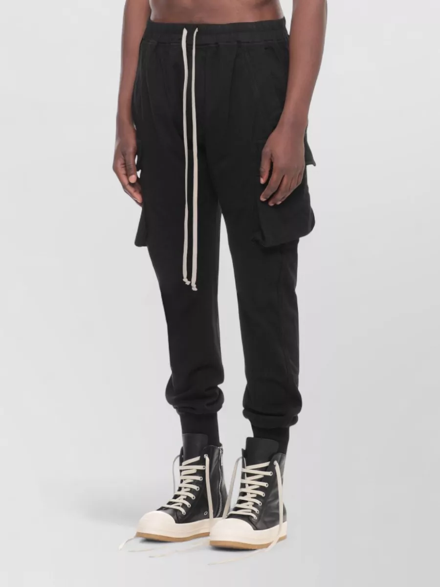 Rick Owens Drkshdw Straight Trousers Elasticated Hems Multiple Pockets