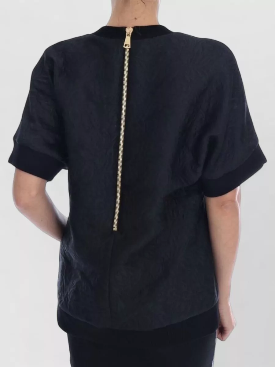 Dolce&Gabbana Silk Crystal-Embellished Short-Sleeve Sweater