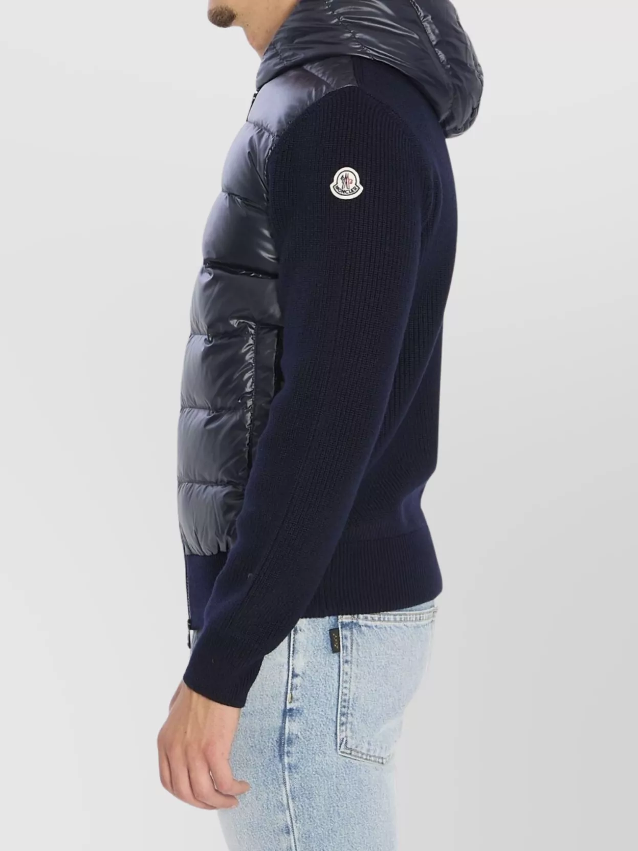 Moncler Hooded Cardigan With Padded Front And Ribbing