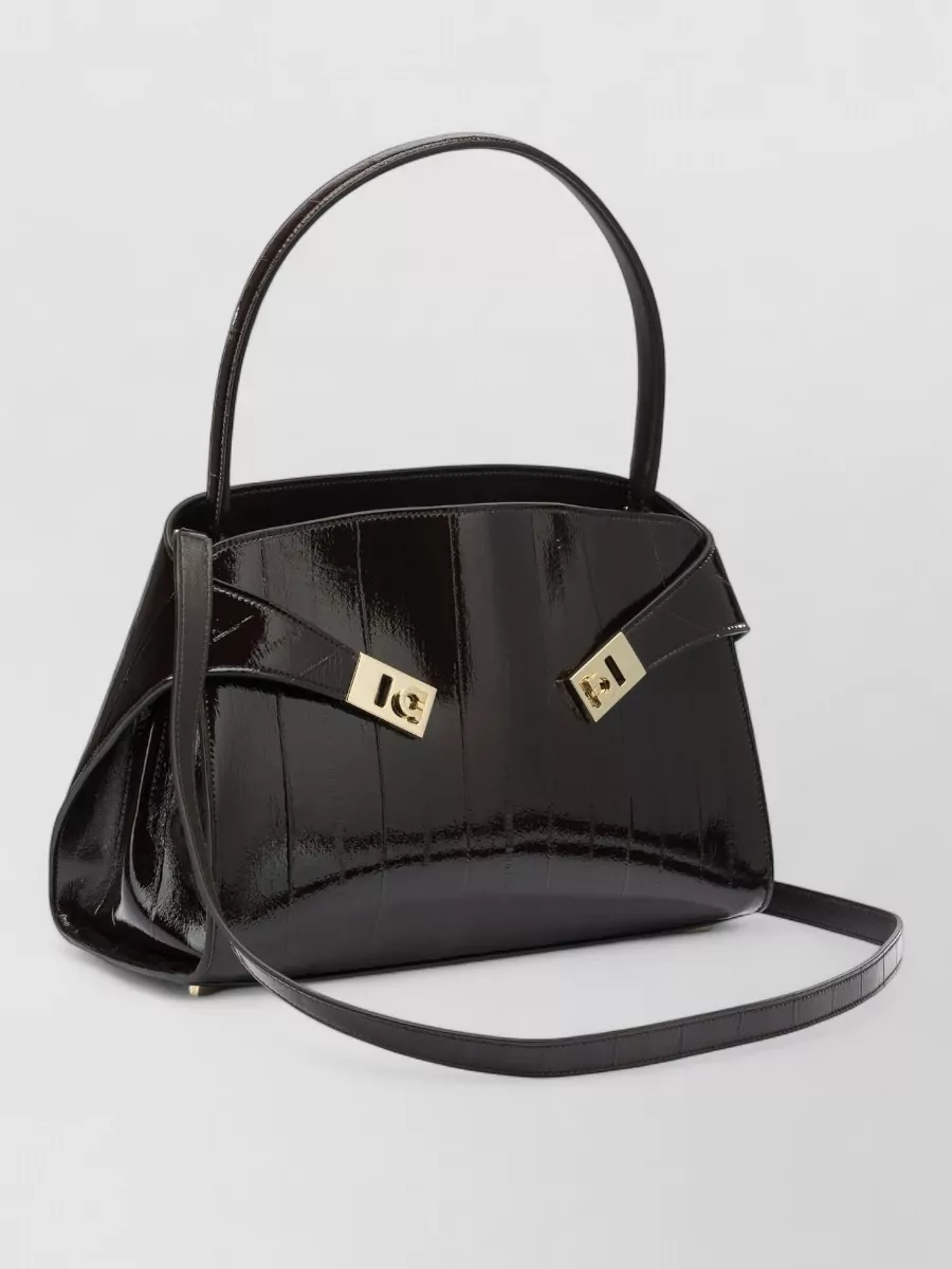 Ferragamo Shoulder Bag Structured Shape Glossy Finish