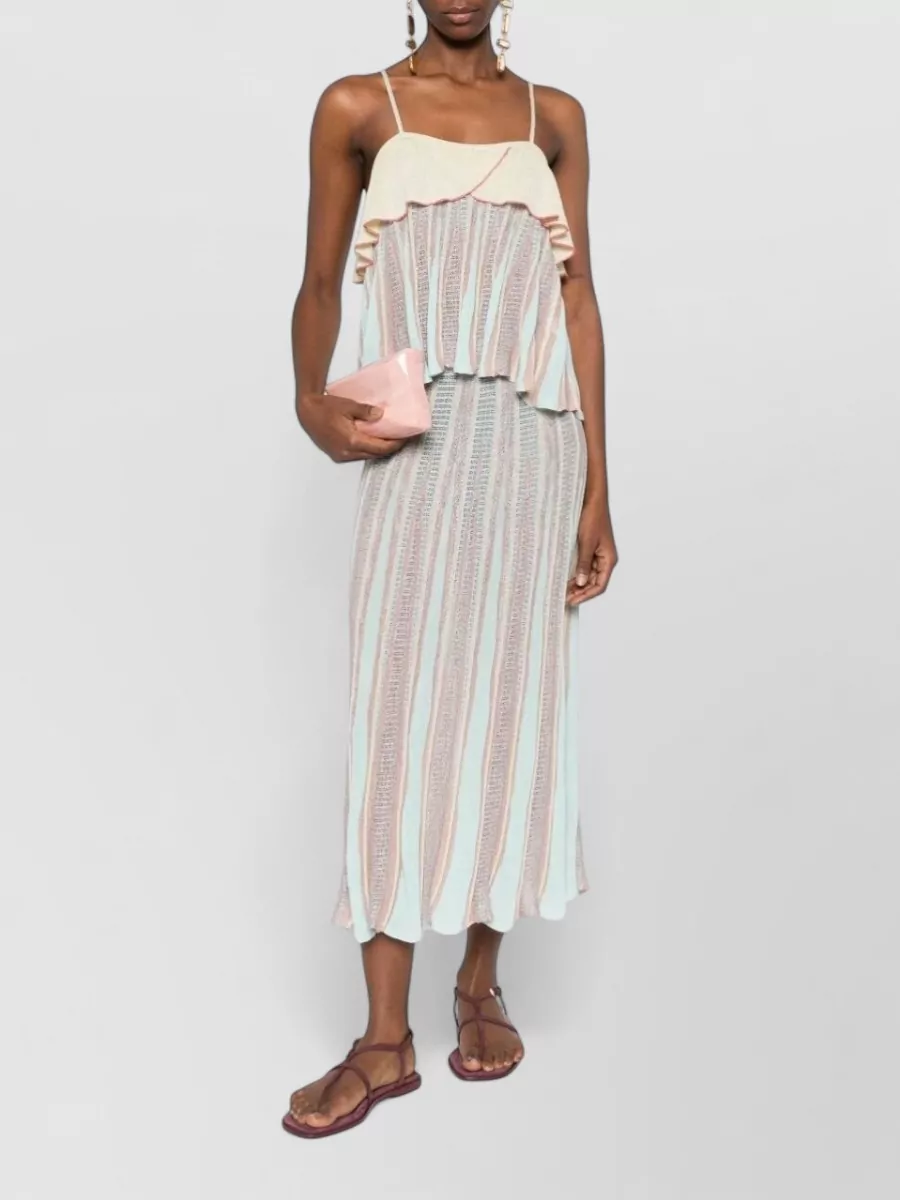 Forte Forte Striped Pleated Midi Skirt