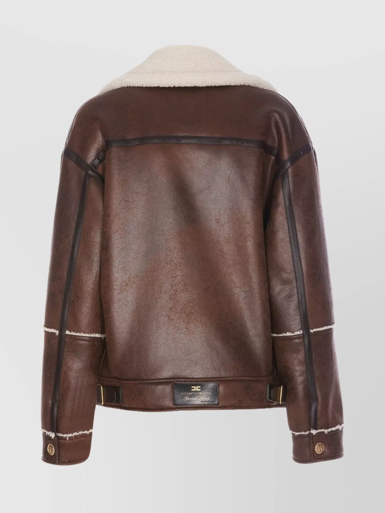 Elisabetta Franchi Coat Shearling Buckle Detail
