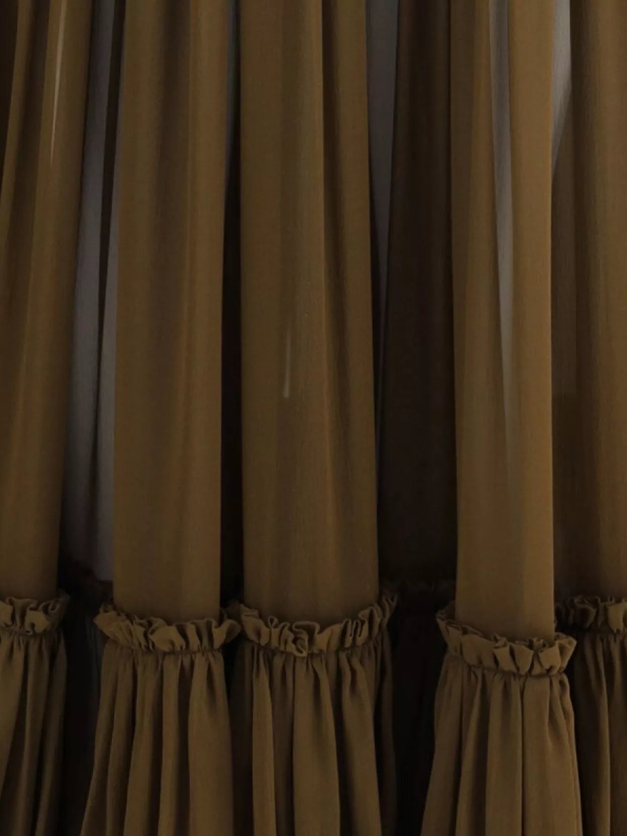 Saint Laurent Flounced Silk Crepe Muslin Long Skirt