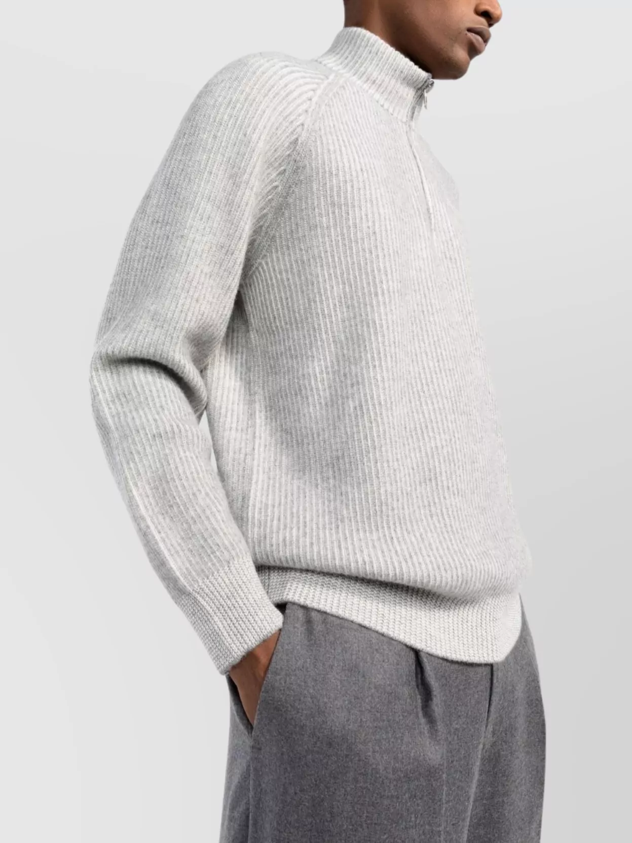 Brunello Cucinelli Ribbed Cashmere Funnel-Neck Sweater With Raglan Sleeves