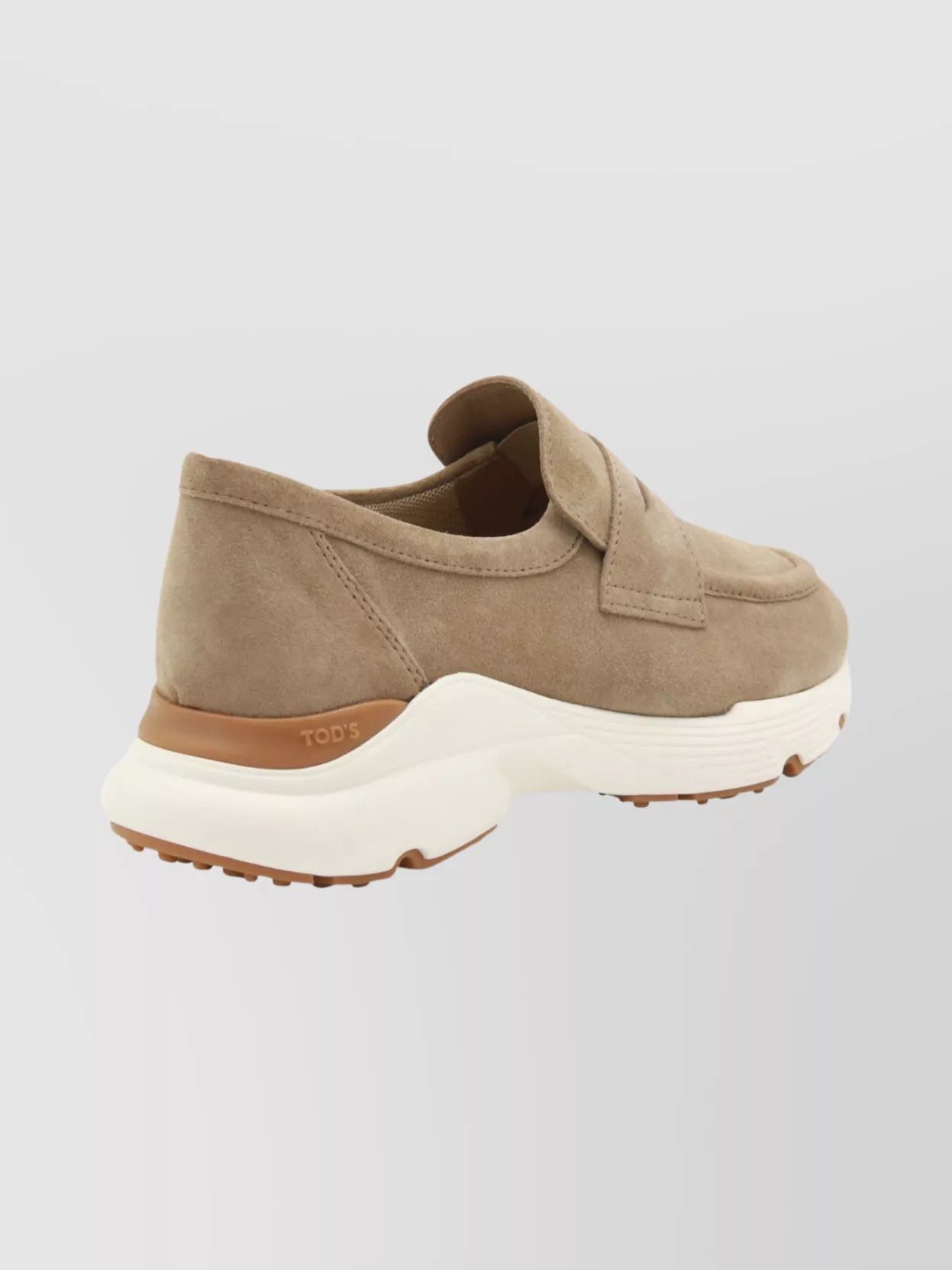 Tod's Suede Loafers With Rubber Sole And Round Toe