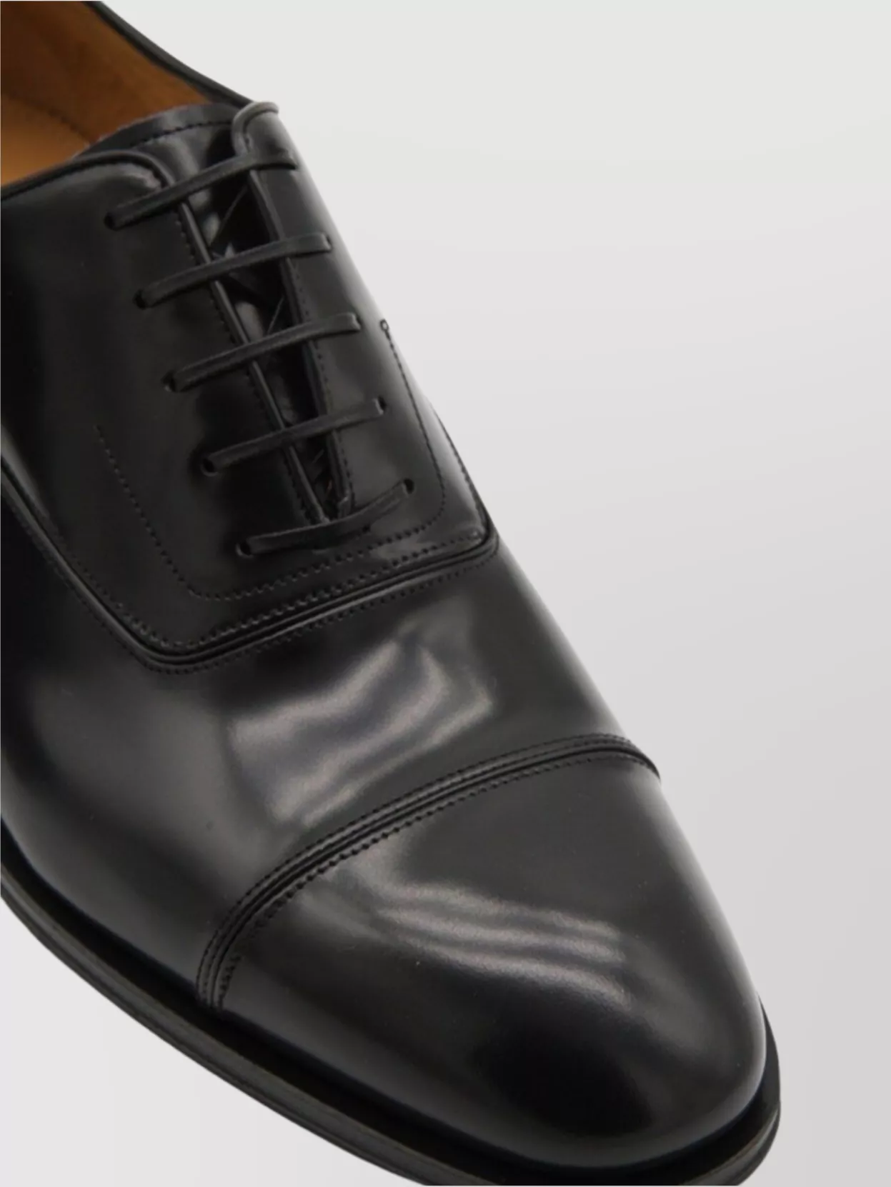 Ferragamo Toe Cap Lace Leather Smooth Finish
