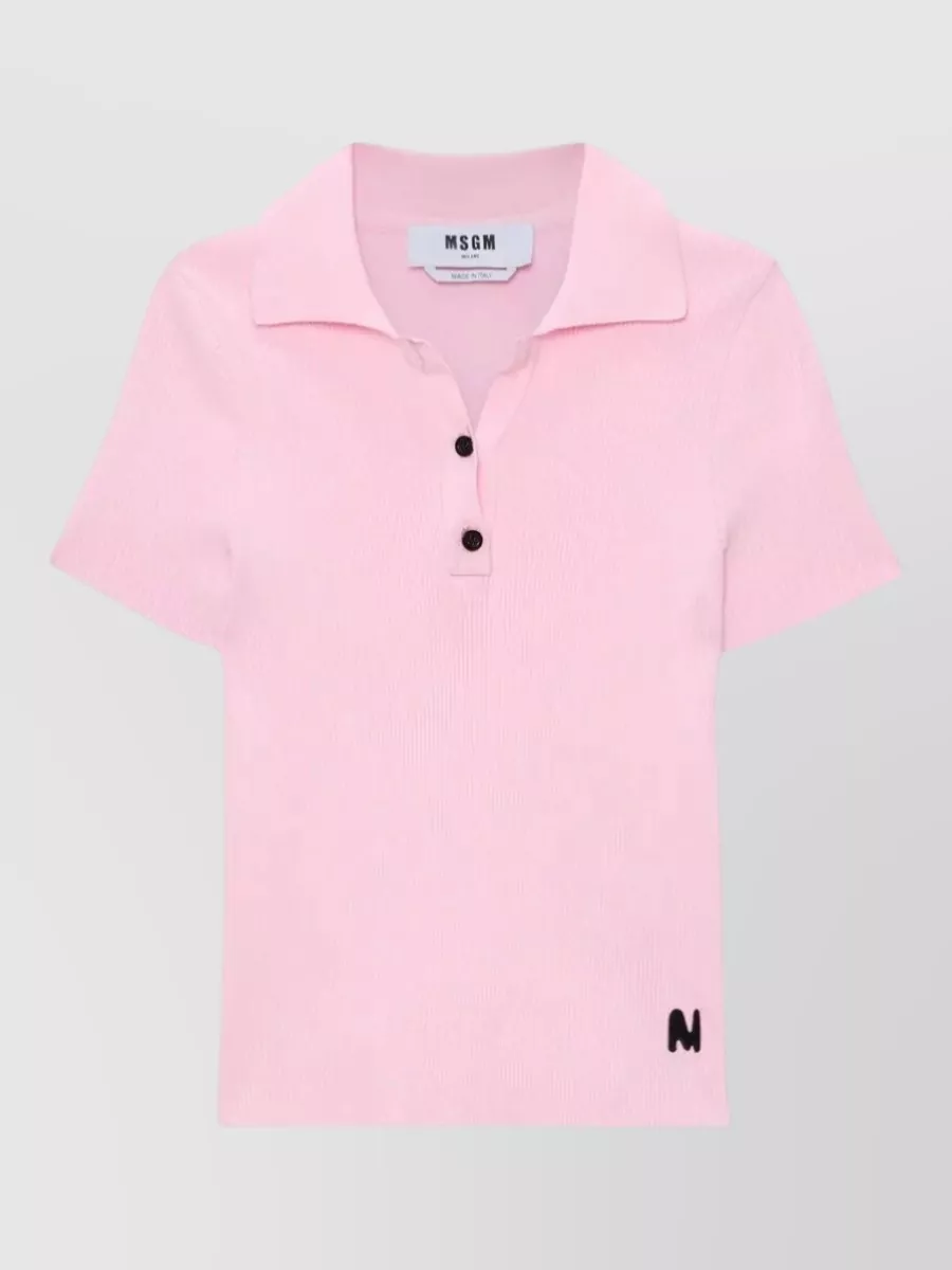 Msgm Ribbed Short-Sleeve Polo Top