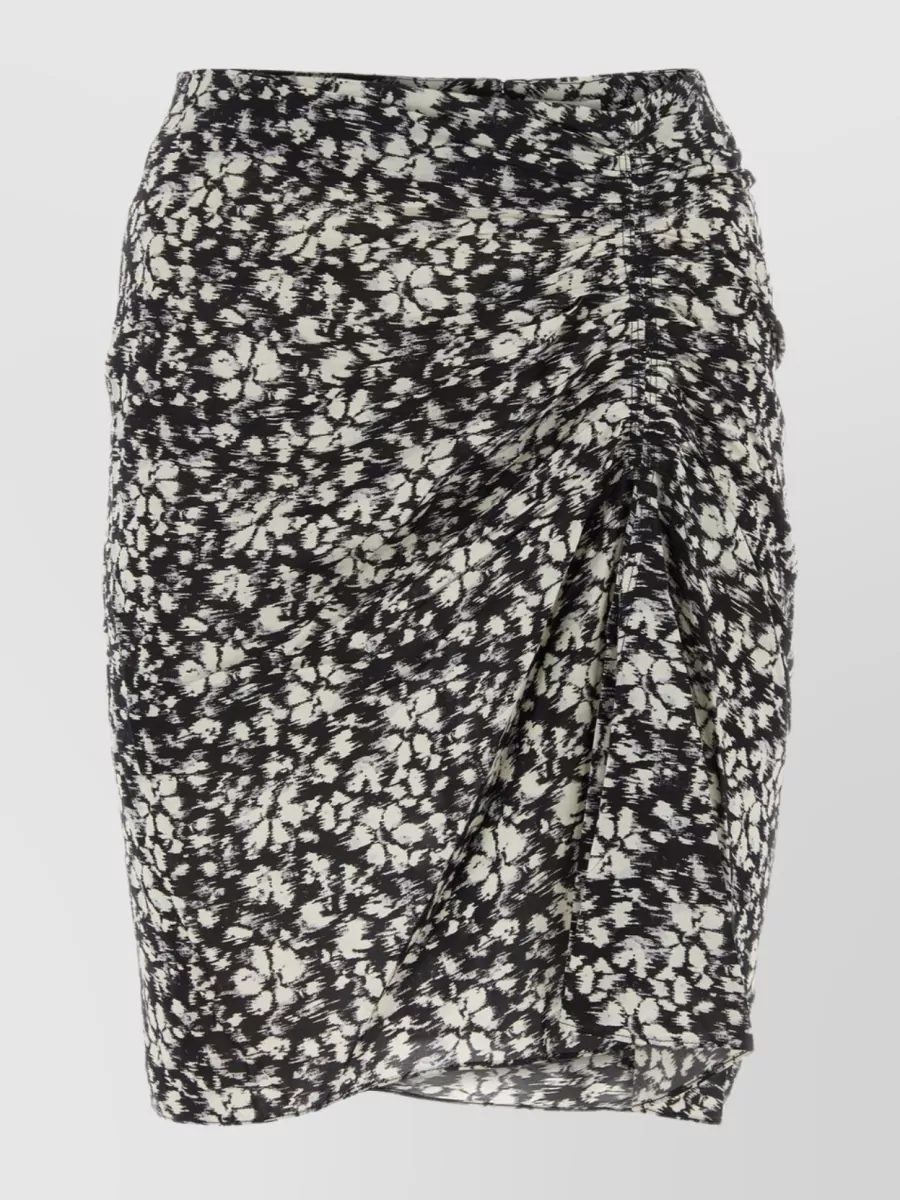 Shop Isabel Marant Étoile Front Curl Asymmetric Draped Floral Skirt In Brown
