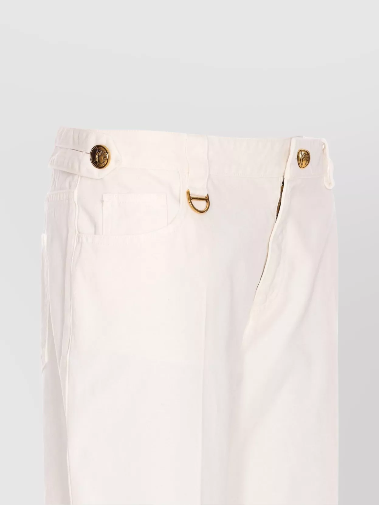 Chloé Gold Button Trousers With D-ring Detail