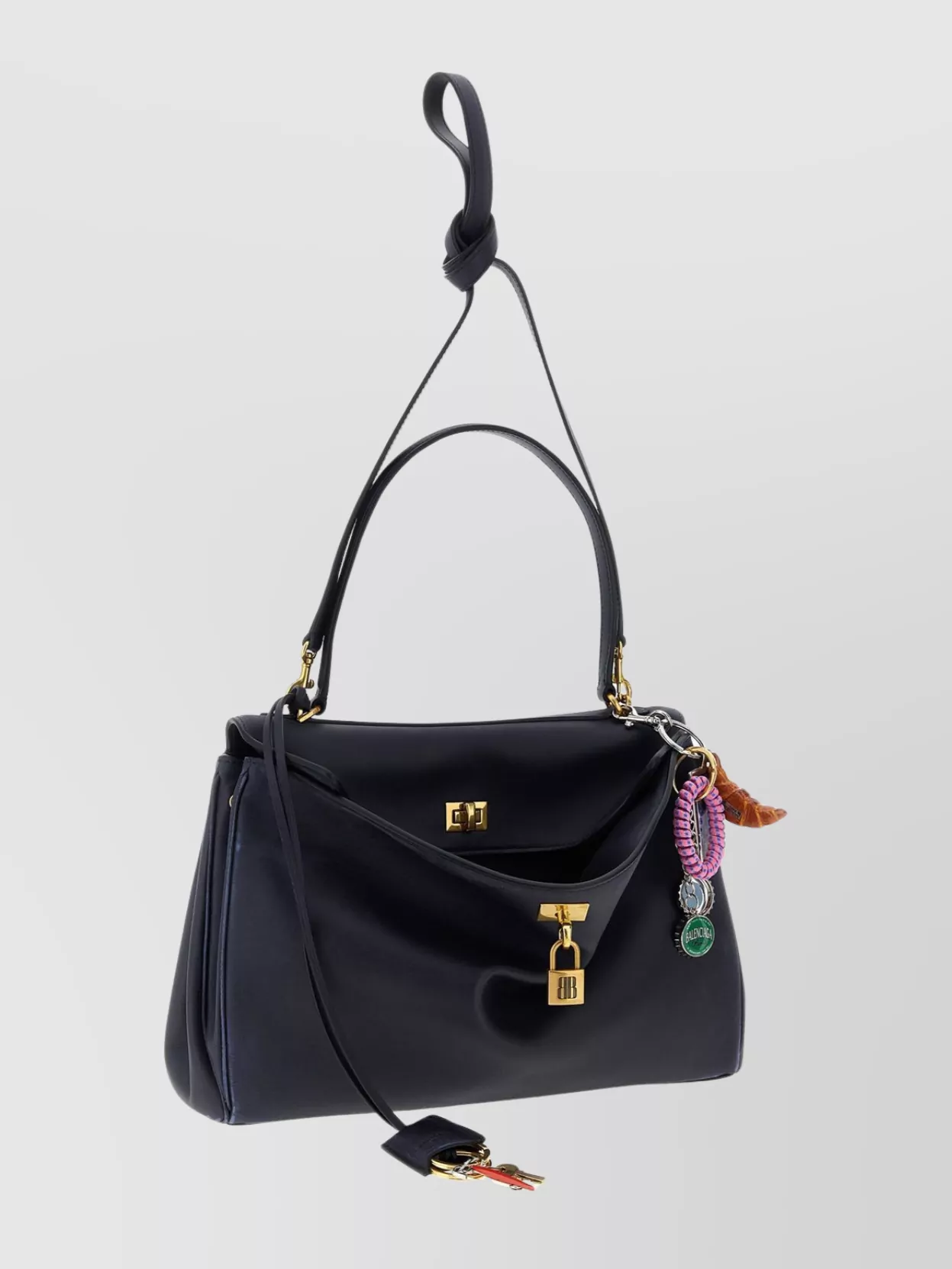 Balenciaga Chic Shoulder Bag With Charms And Strap In Brown