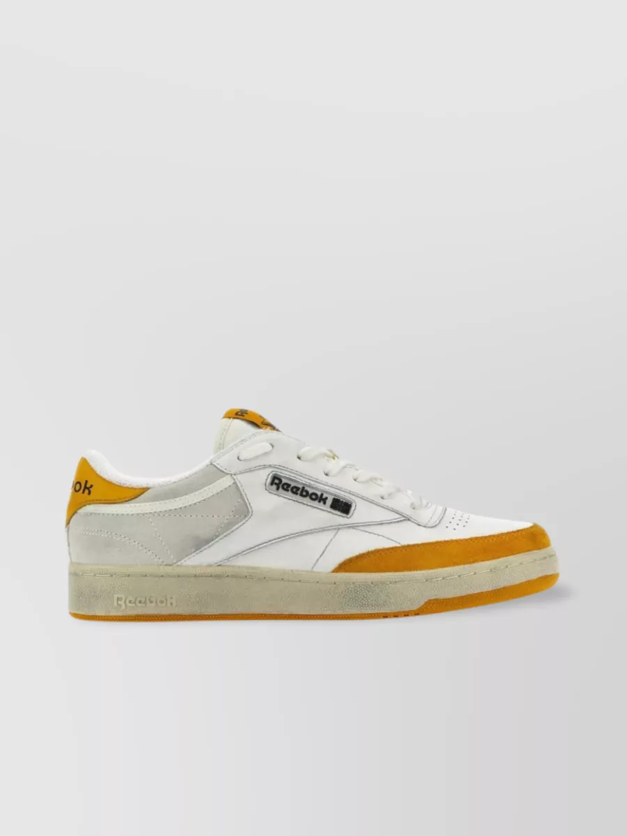 Shop Reebok Leather And Suede Sneakers With Two-tone Design In Cream