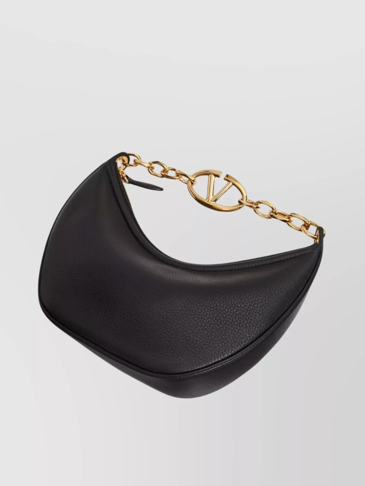 Shop Valentino Curved Edge Pebbled Shoulder Bag