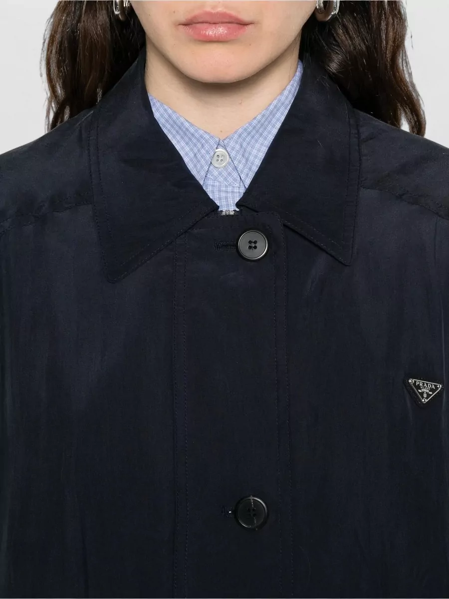 Prada Collared Coat Long Sleeves Elastic Hem