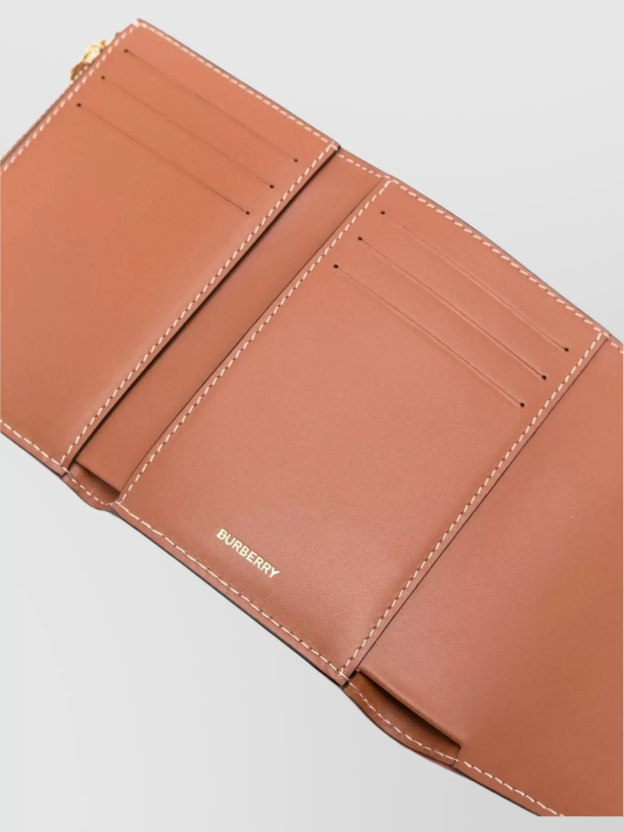 Burberry Check Tri-fold Wallet Vintage Pattern Stitching Trim