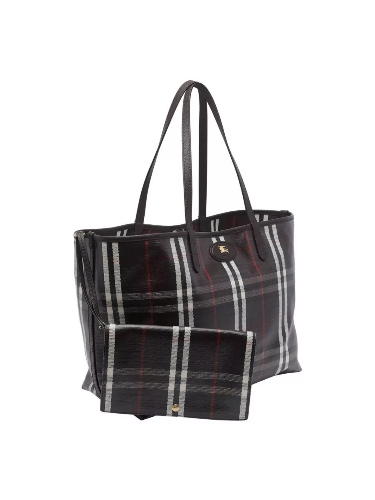 Burberry Checked Pattern Tote Bag With Dual Handles
