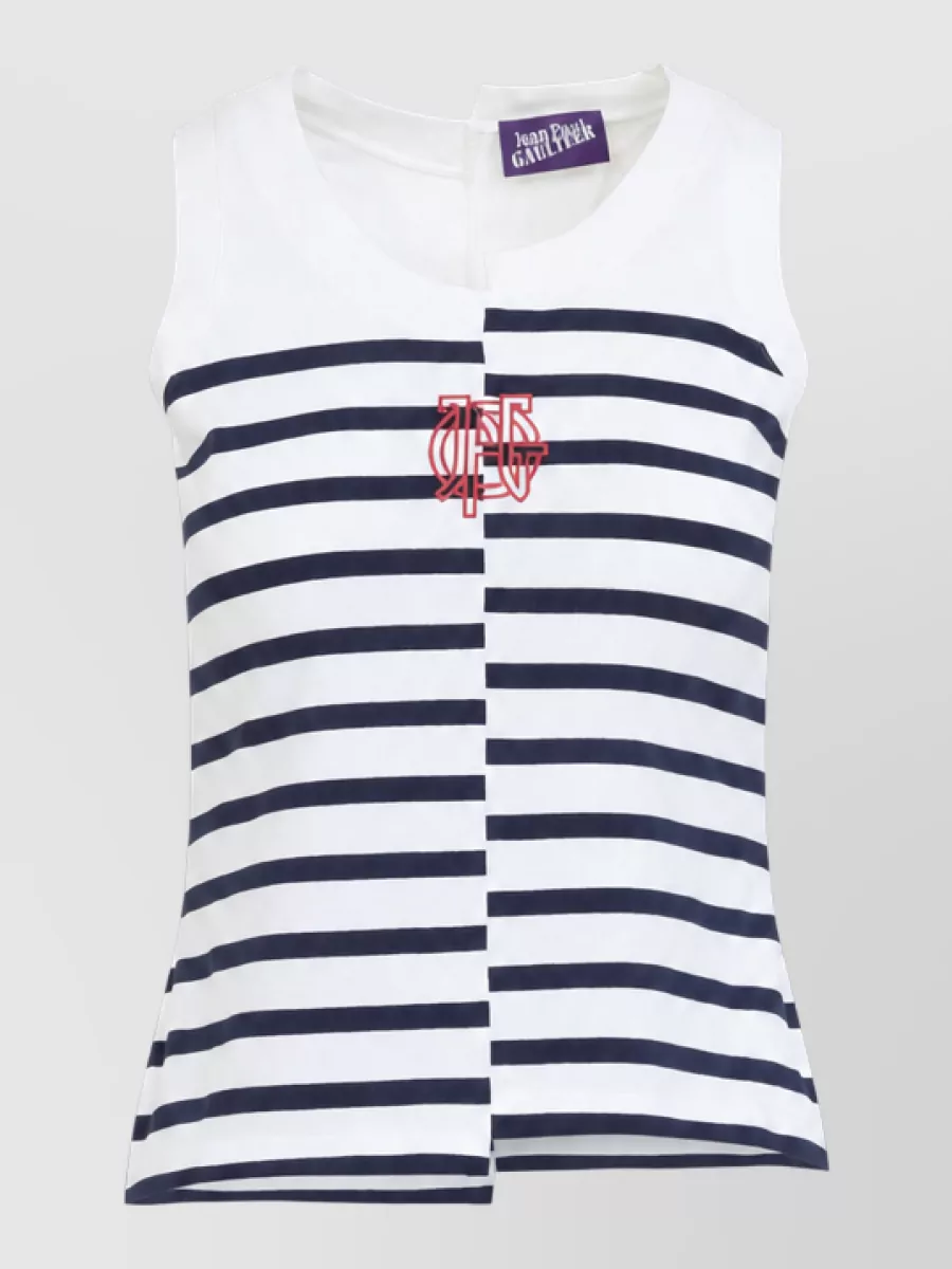Jean Paul Gaultier Striped asymmetric sleeveless tank top