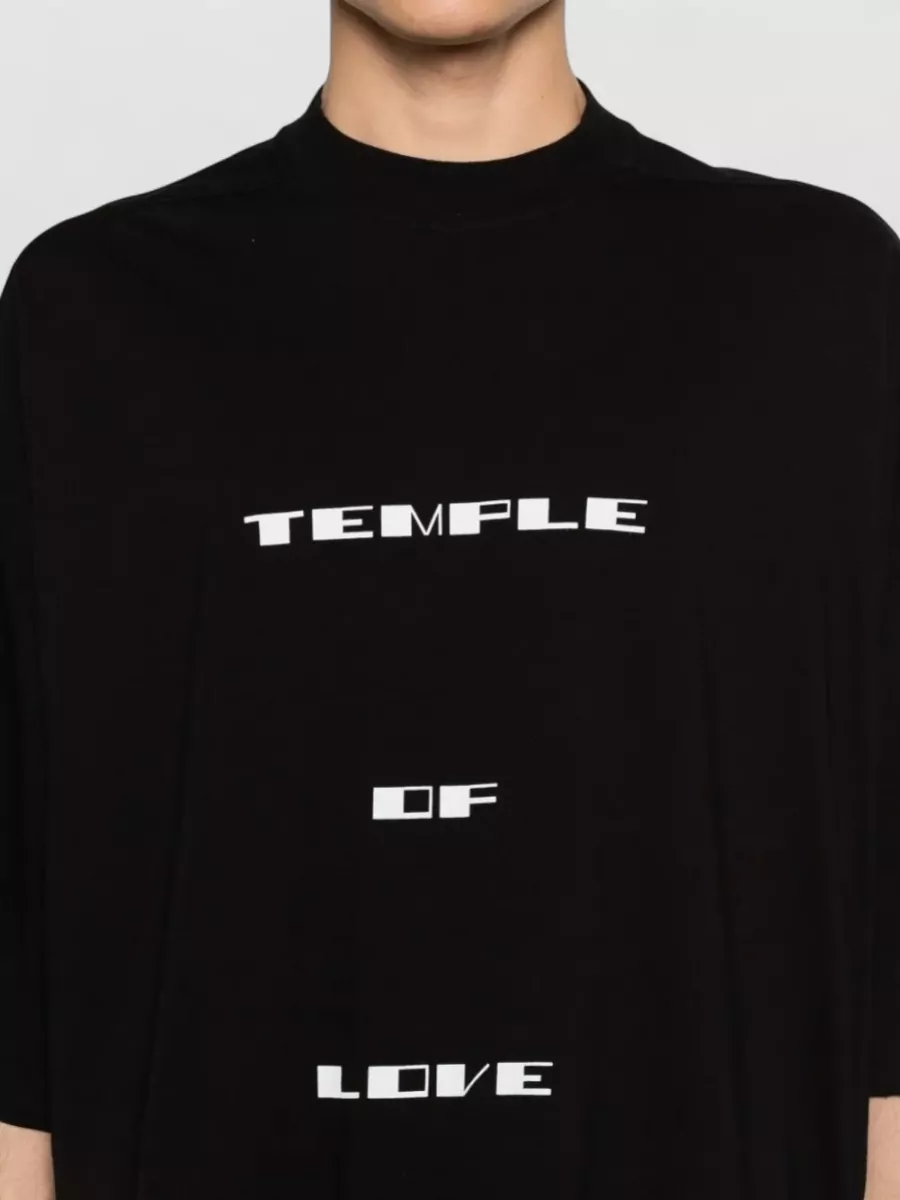 Rick Owens Drkshdw Cotton Temple Of Love Print Oversized T-Shirt