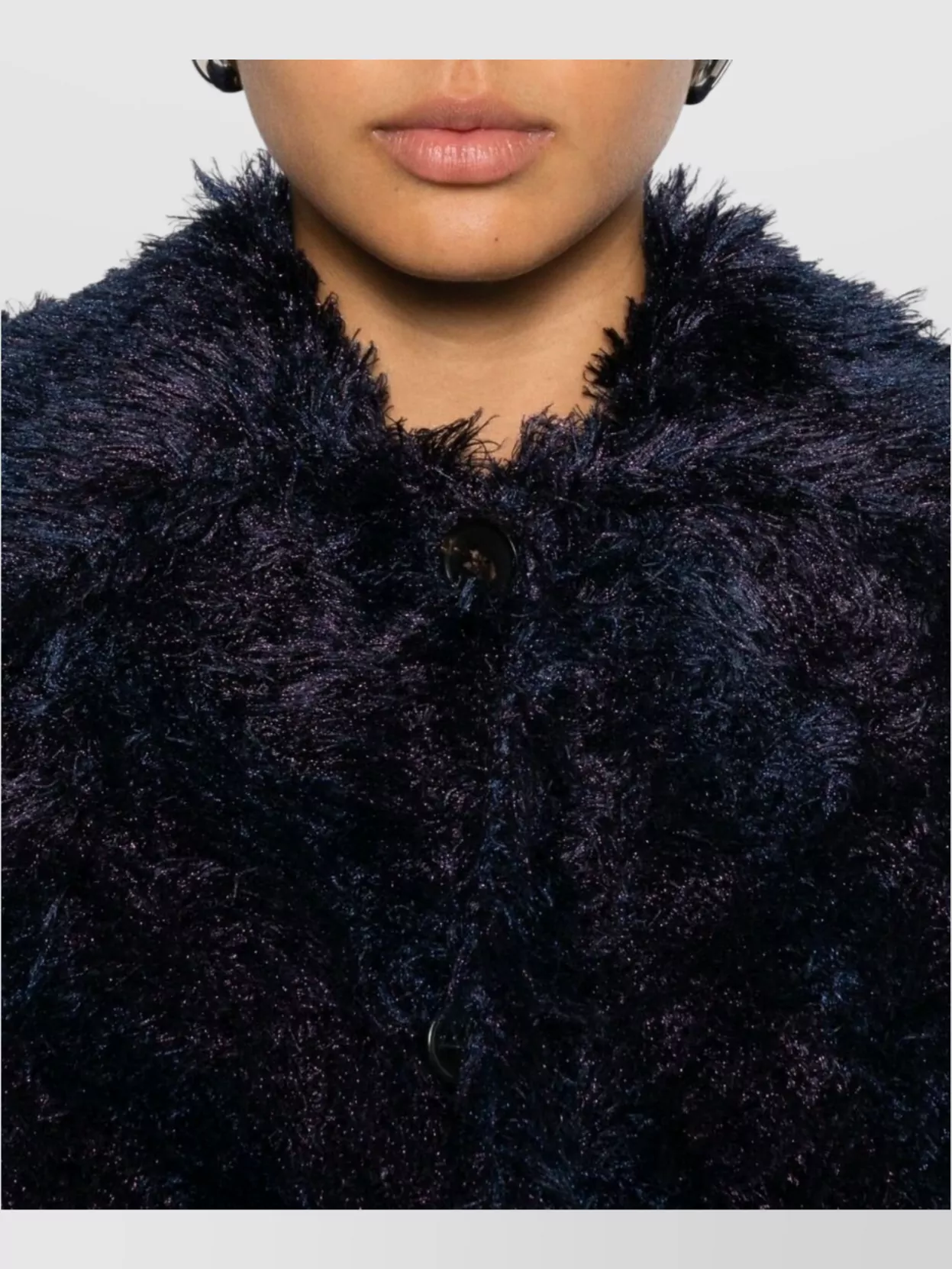 Dries Van Noten Cropped Faux Fur Long Sleeve Jacket