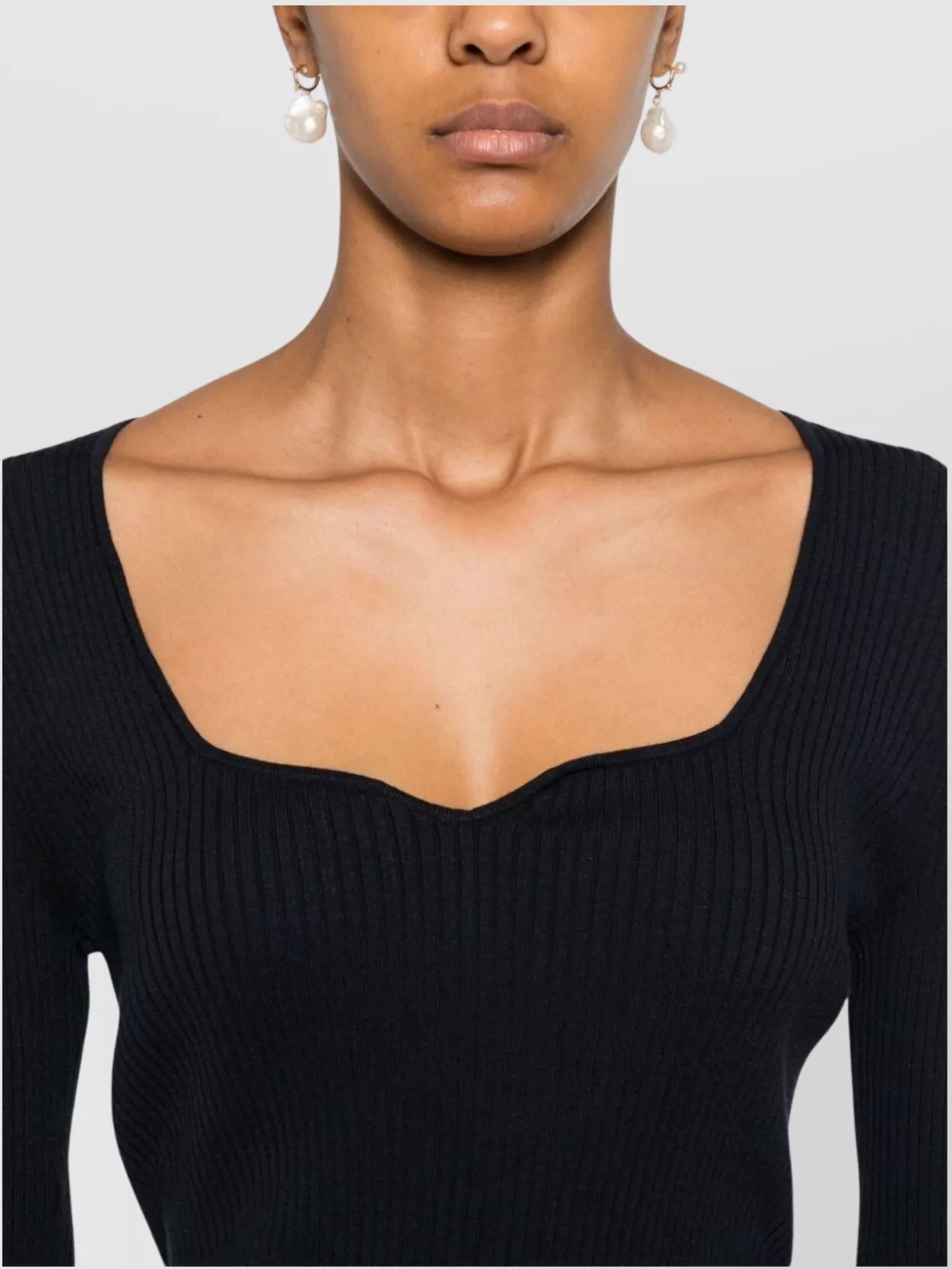 Parosh Long Sleeve Knitwear Sweetheart Neck