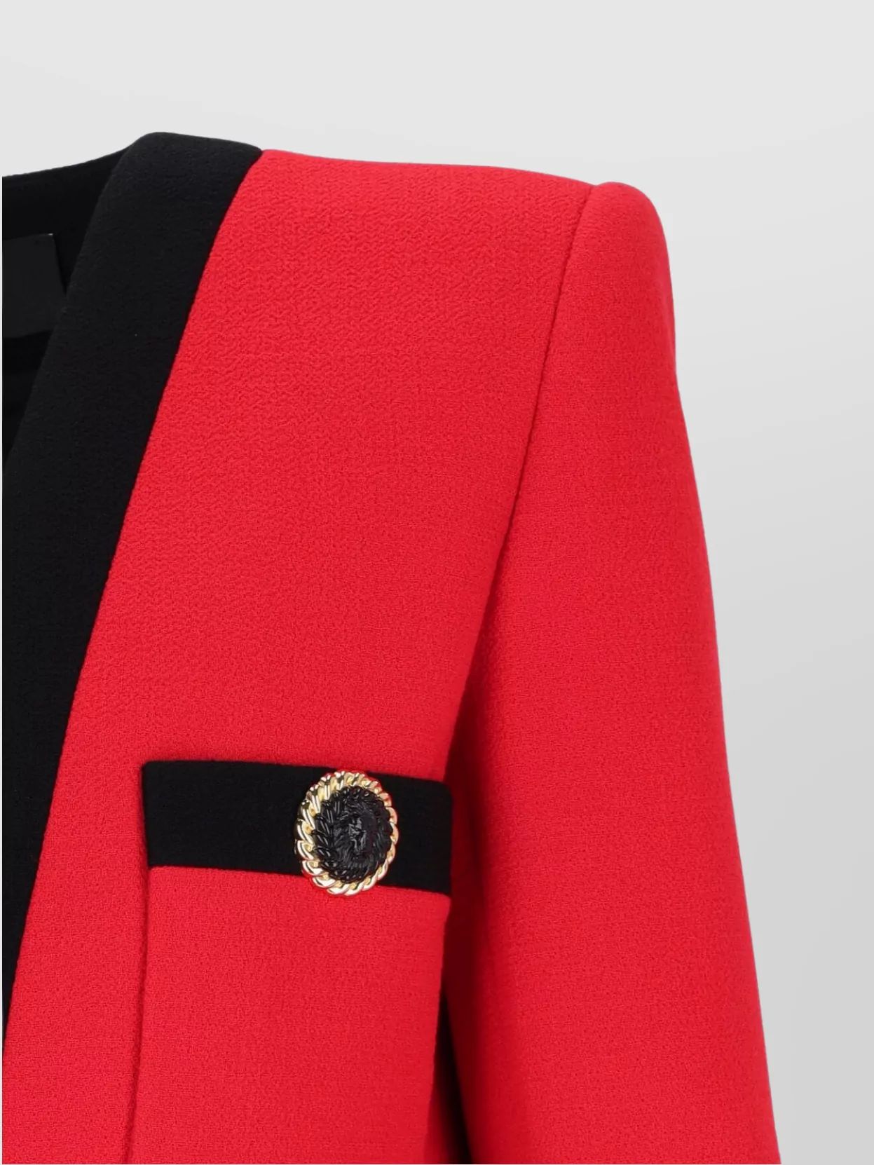 Balmain Shawl Collar Double Wool Crepe Jacket In Red