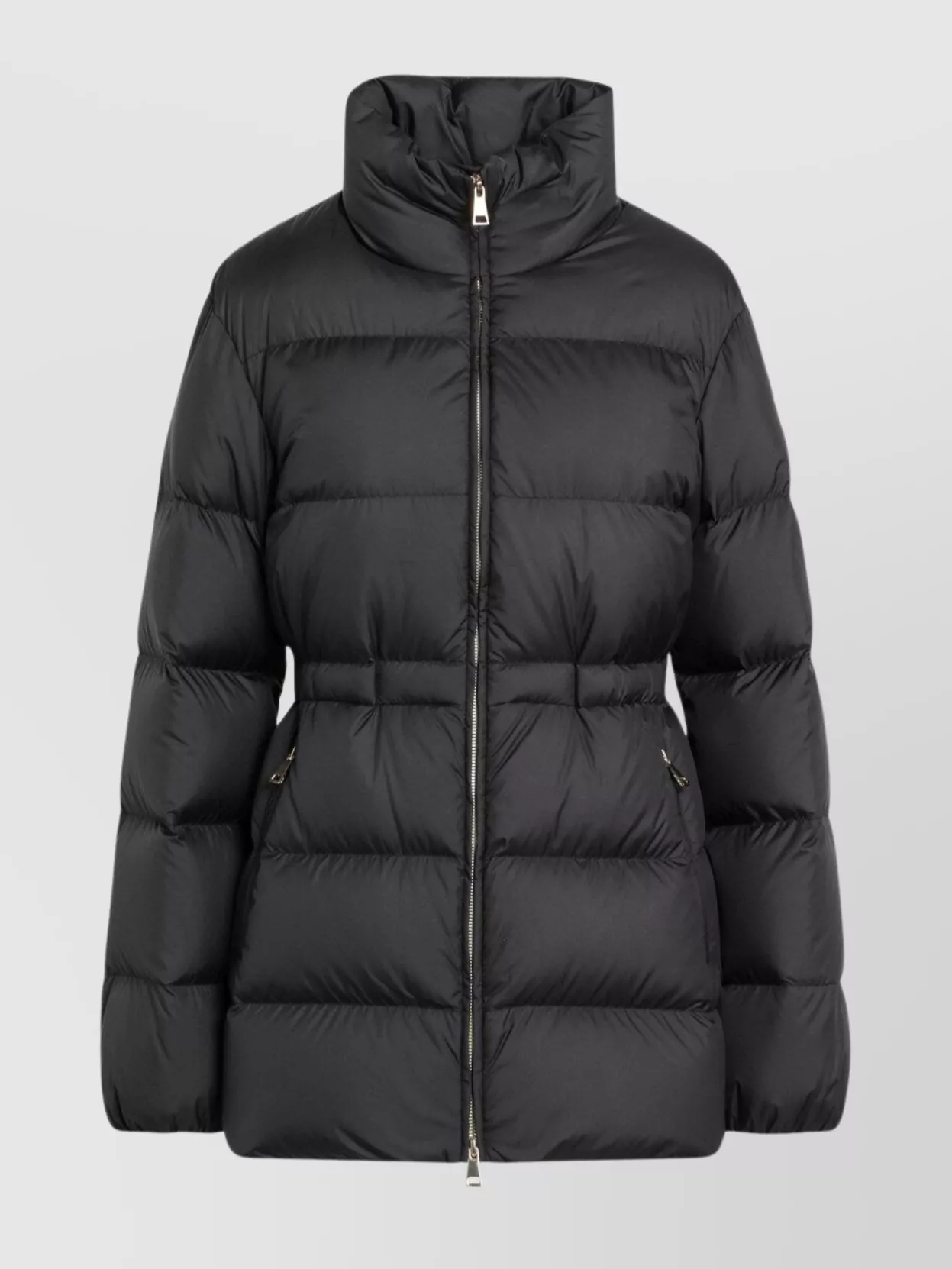 Moncler Down Jacket With Zip And Elastic Waist In Multi