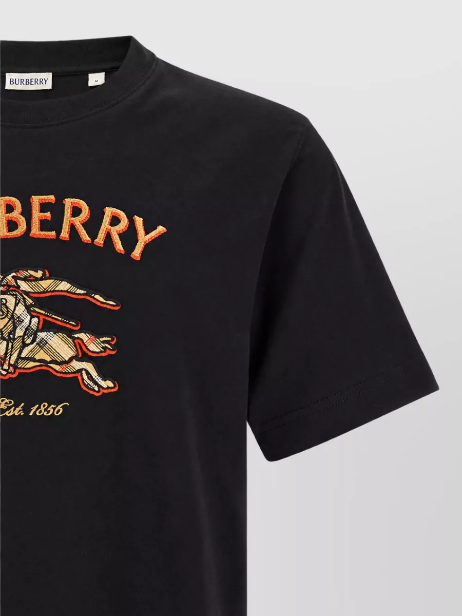 Burberry Ribbed Crew Neck Cotton Jersey T-Shirt