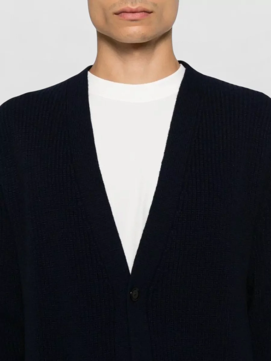 Lardini Cashmere Wool Ribbed V-Neck Cardigan