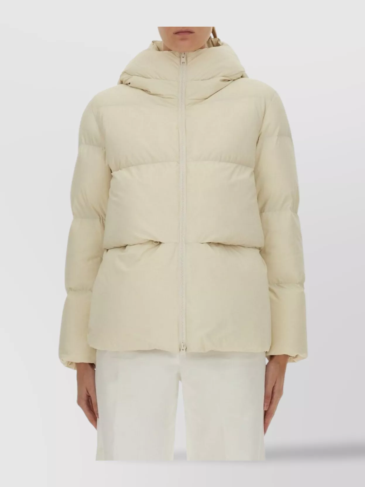 Woolrich Quilted Hooded Jacket Long Sleeves In Neutral