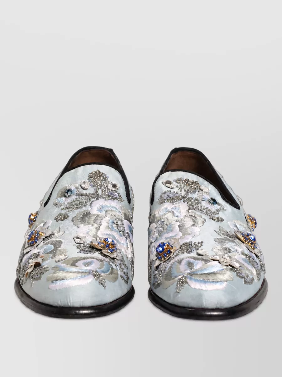 Dolce&Gabbana leather floral embellished slippers