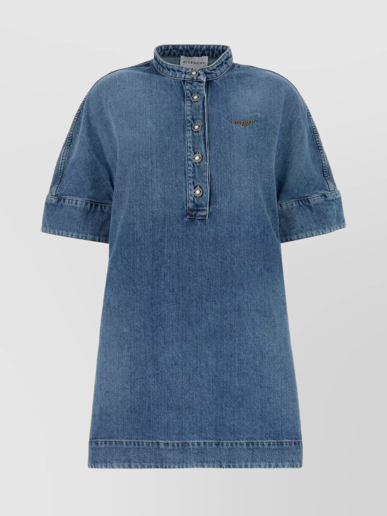 Givenchy Cuffed Sleeve Denim Dress In Blue
