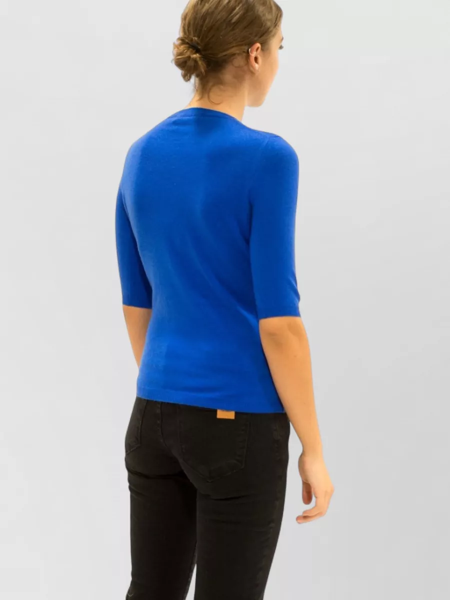 La Rose Cashmere 3/4-Sleeve Knitted Top