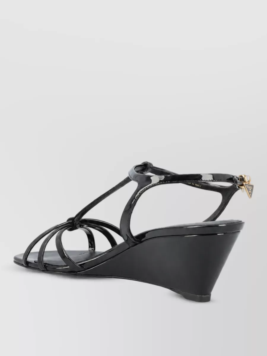 Prada Leather Wedge Heel Mules