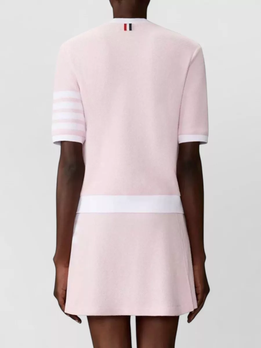 Thom Browne Crewneck T-Shirt Textured Pique Stripe Detail