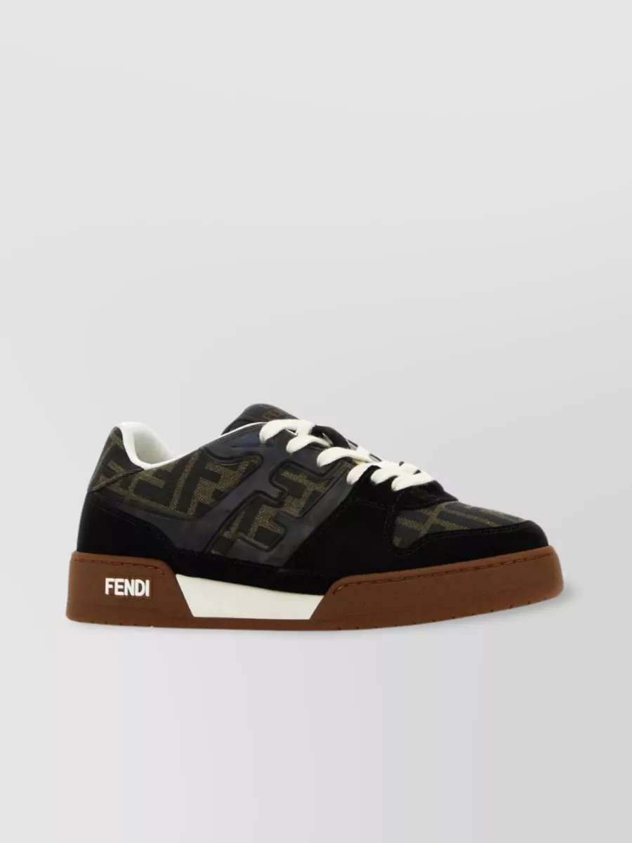 Shop Fendi Contrast Sole Sneakers With Reinforced Toe Cap In Black