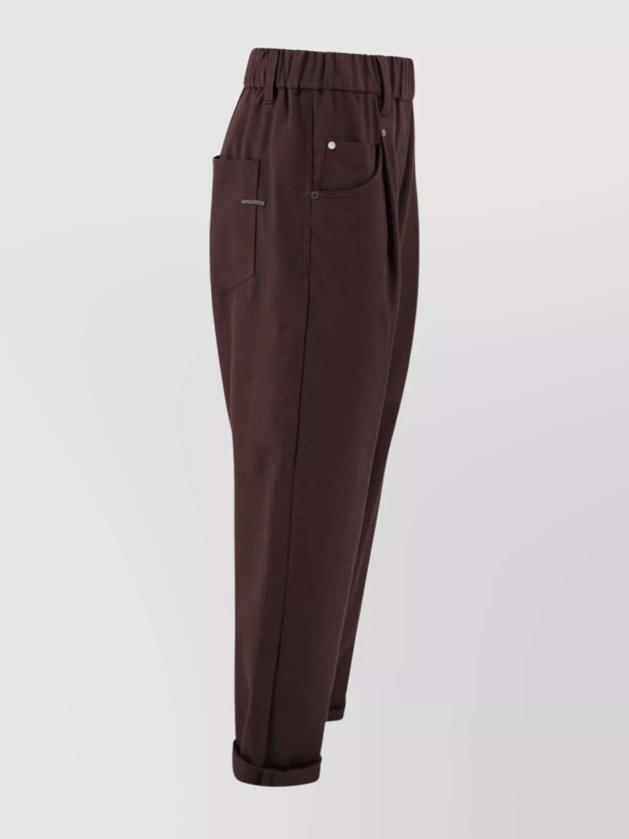 Brunello Cucinelli Relaxed Fit Cotton Trousers With Rolled Cuffs