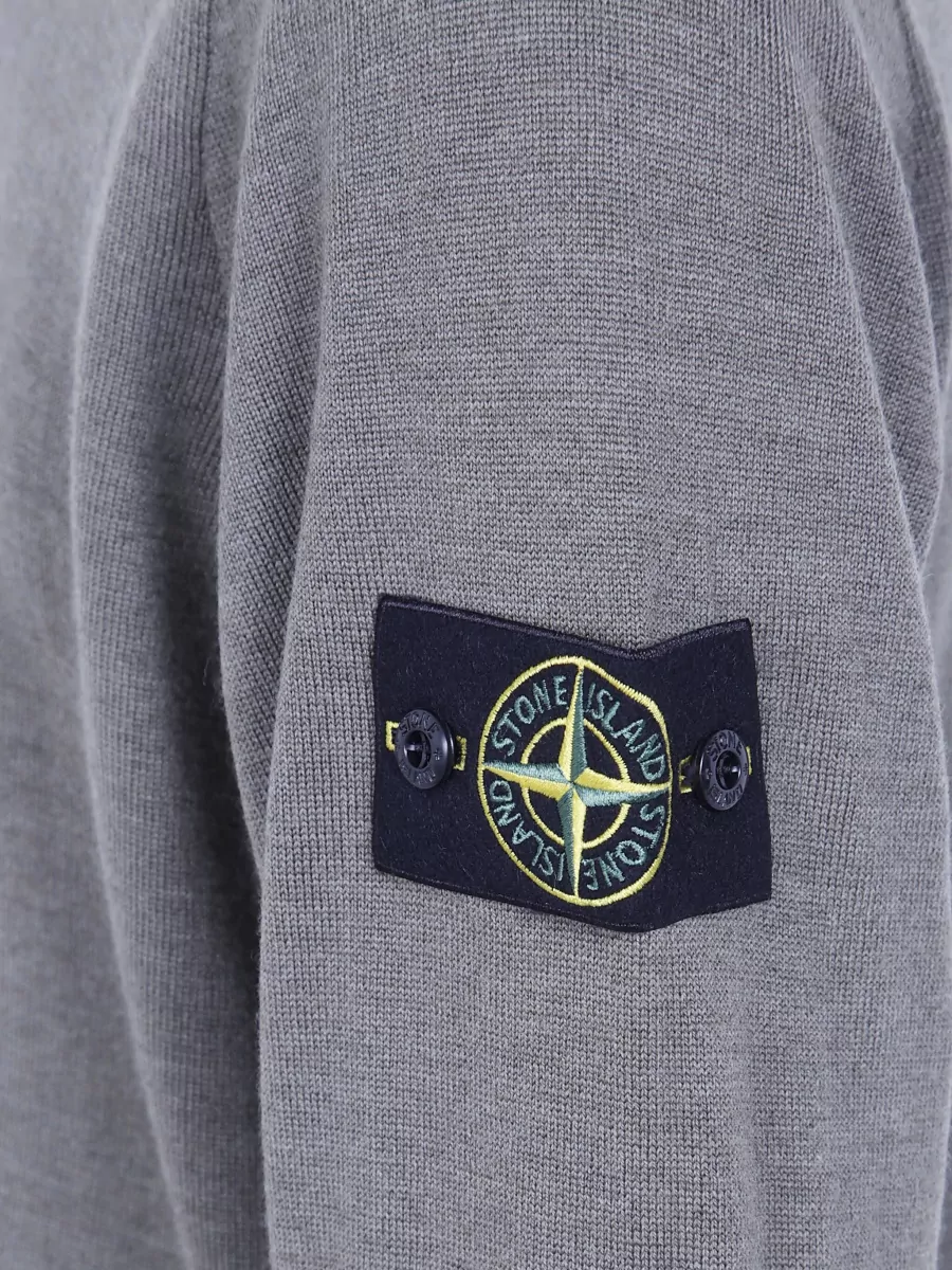 Stone Island Virgin Wool Ribbed Crewneck Sweater