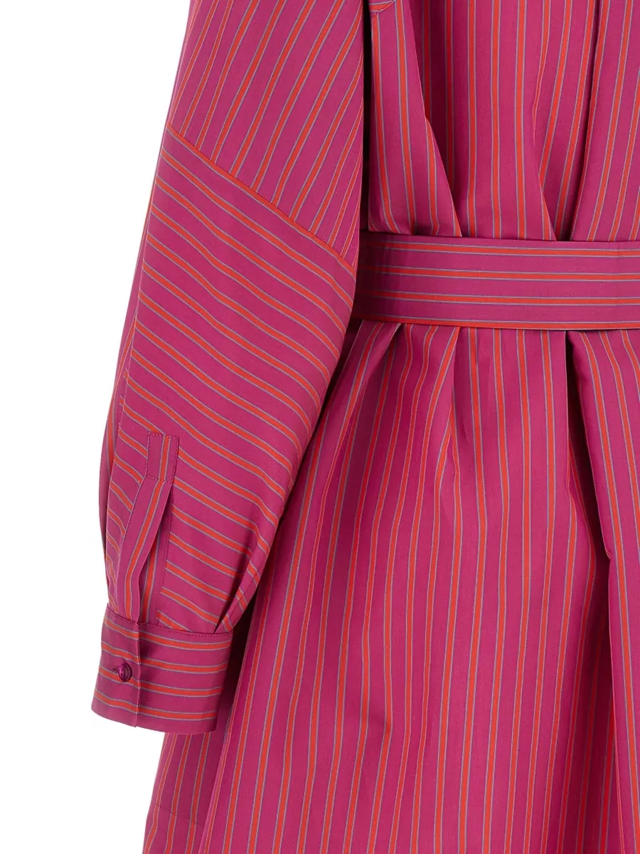 Max Mara Striped Cotton Silk Shirt Midi Dress