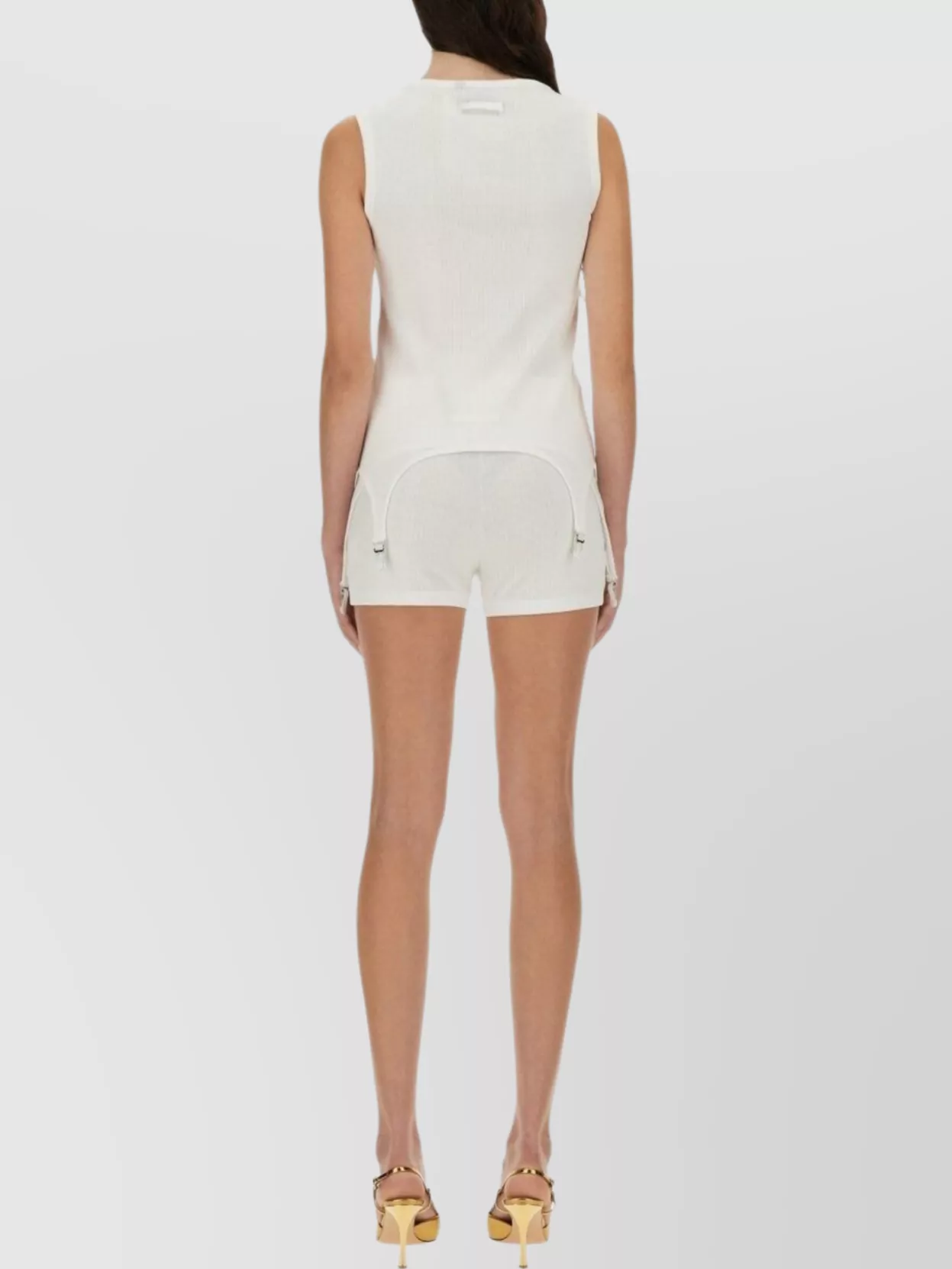 Jean Paul Gaultier Sleeveless Ribbed Top Metal Accents